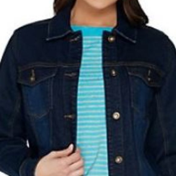 Denim & Co Classic Distressed Long Jean Jacket - Picture 3 of 3